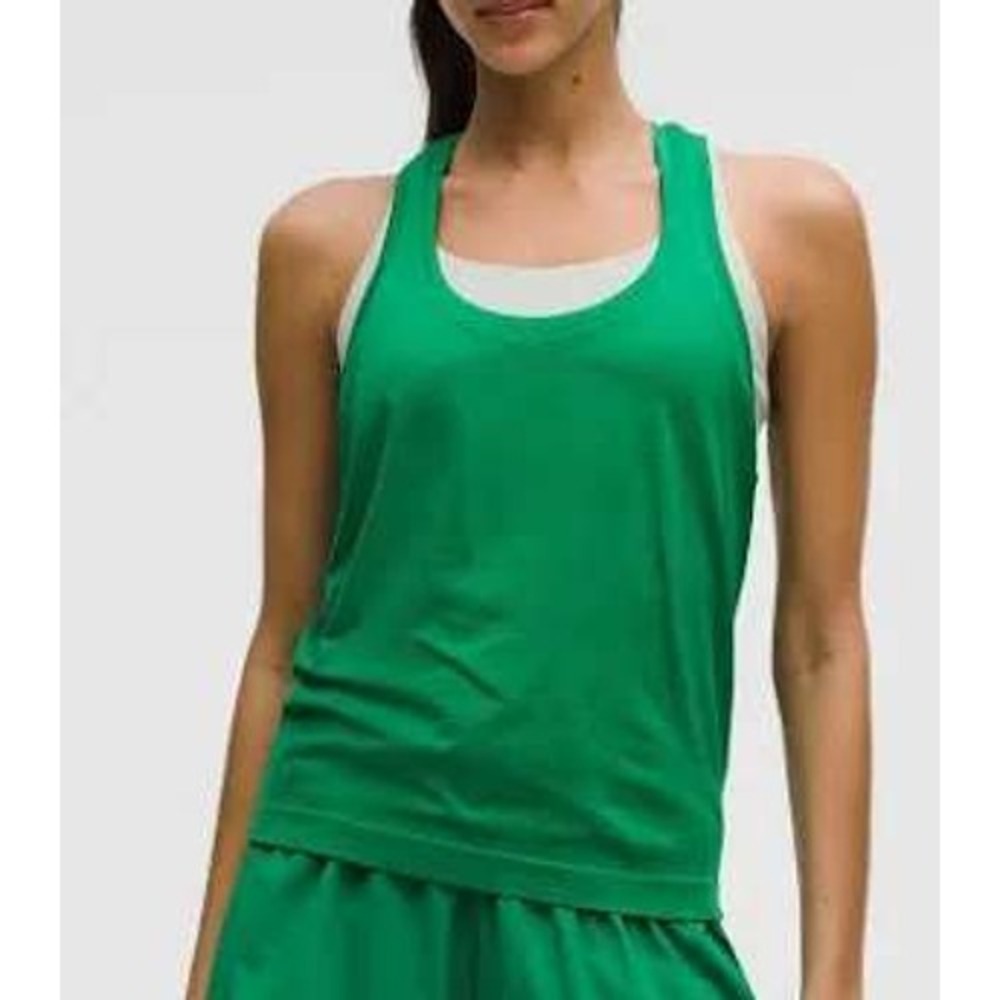 Lululemon Swiftly Tech Racerback Tank Top Women 14 Green Excellent Athletic Wear